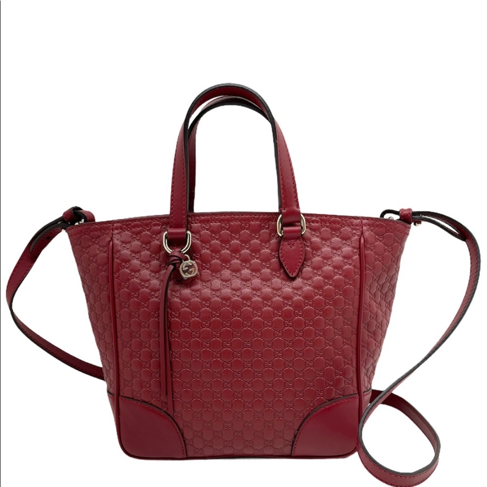 Gucci Mini Monogram Red Leather Crossbody Tote